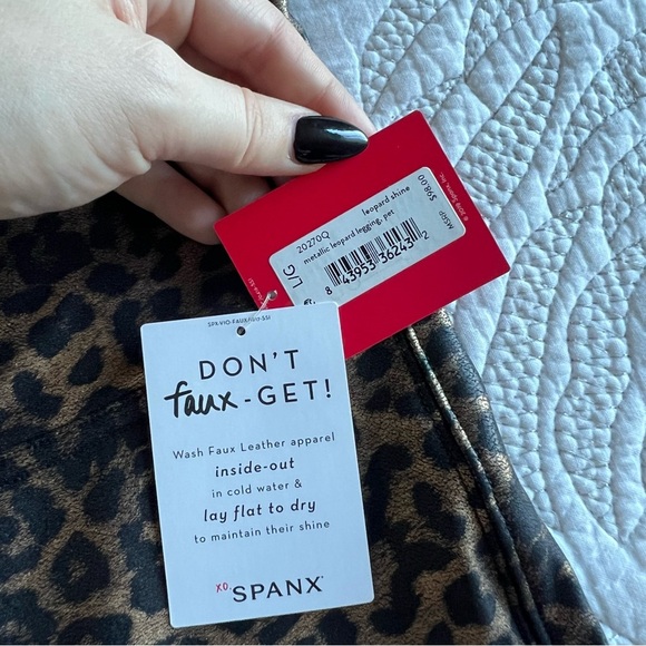 NWT - SPANX - Faux Leather Leopard Leggings in Leopard Shine - Picture 5 of 13